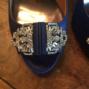 Badgley Mischka Beaming navy satin peep toe size 8